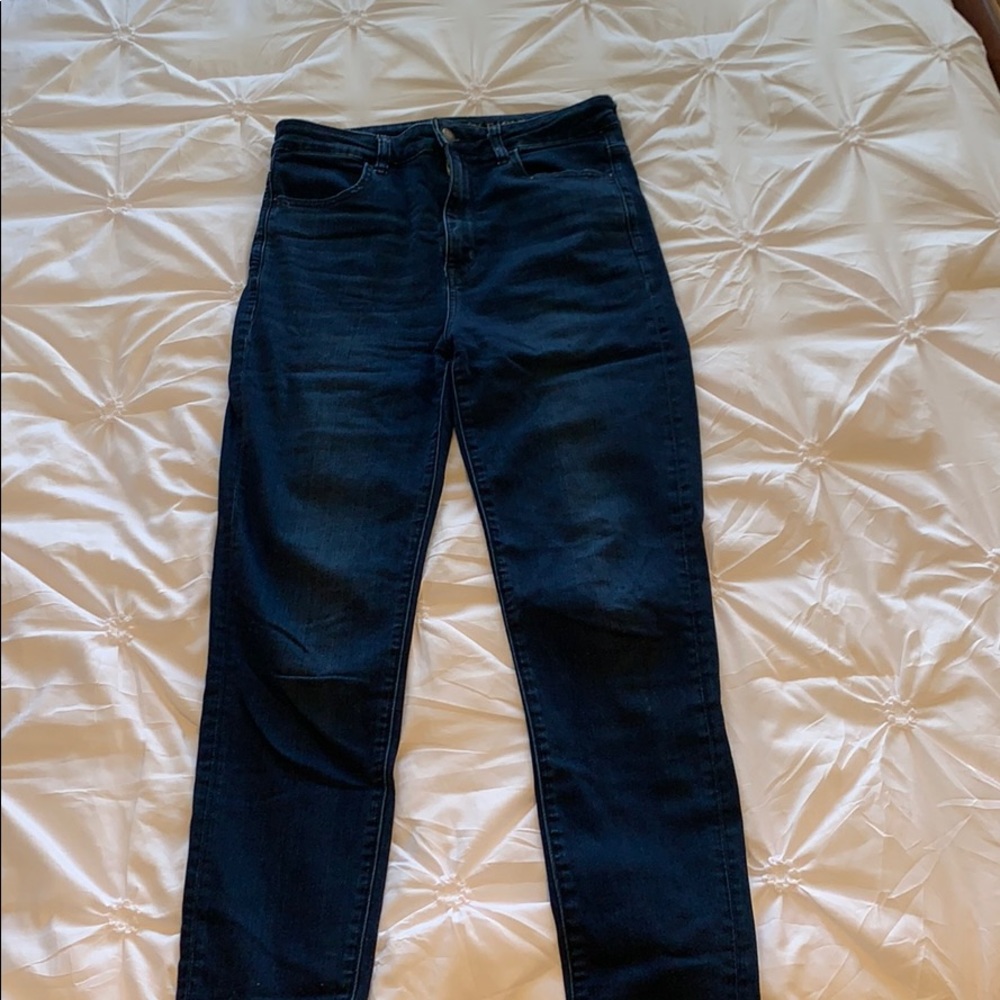 AE super high waisted dark wash jeans